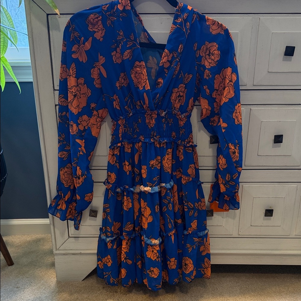 Floral Blue and Orange Dress
